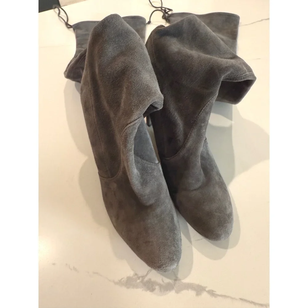 Stuart Weitzman Highland Womens Gray Suede Over The Knee Tall Riding‎ Boots 7.5